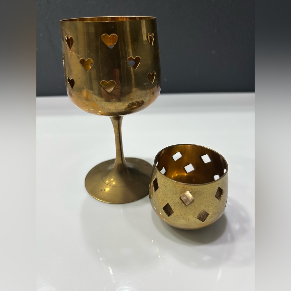 VINTAGE Brass Tea Light Candle Holders